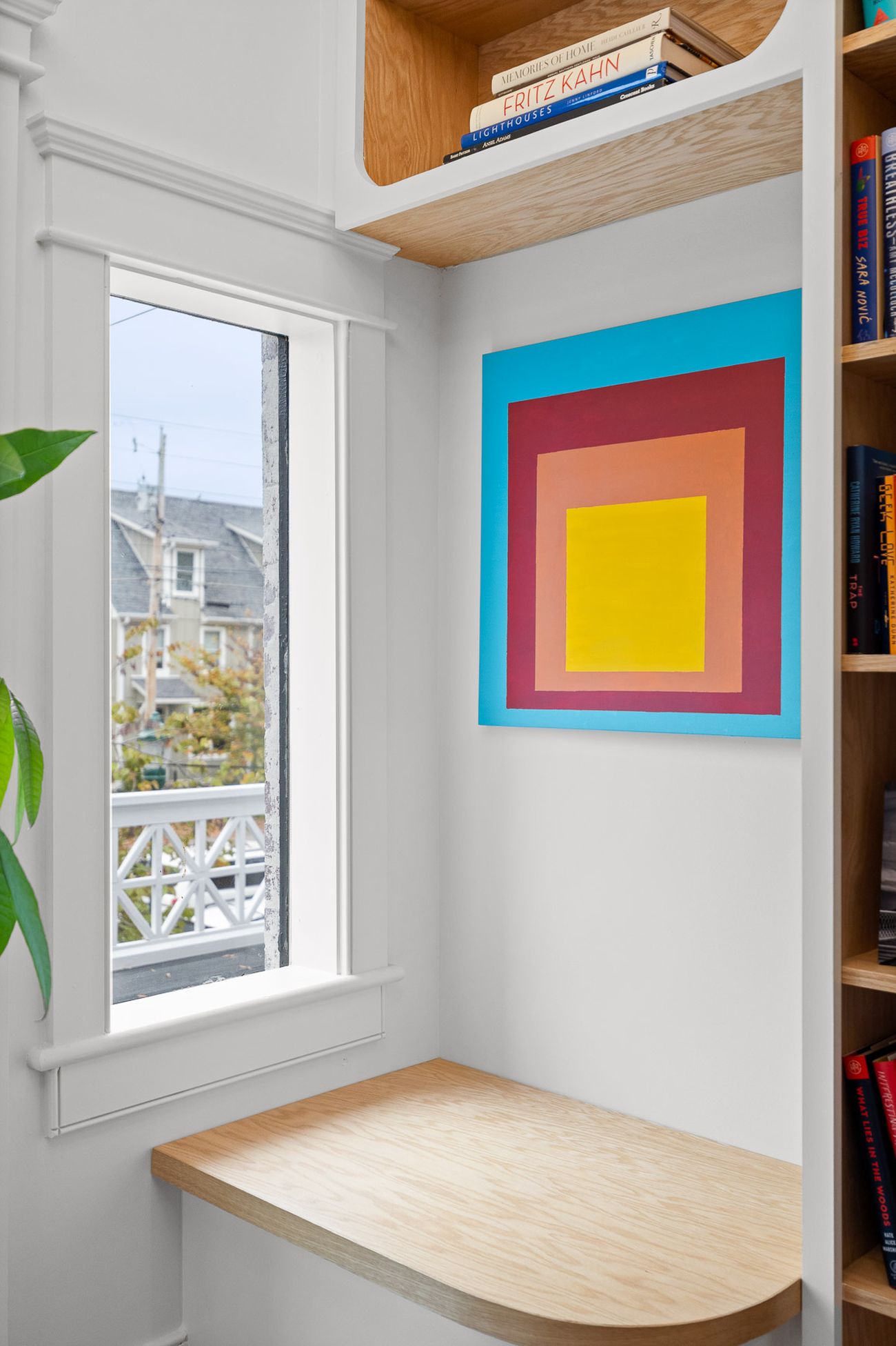 Handcrafted library joinery and reading nook